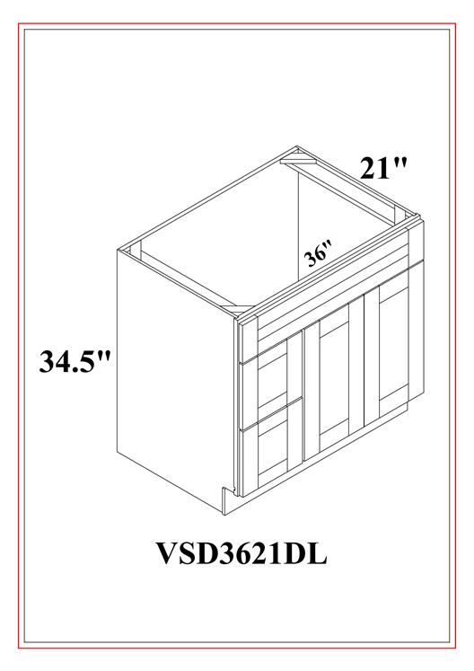 Vanity Drawer Combo Drawer Left – Shaker Gray