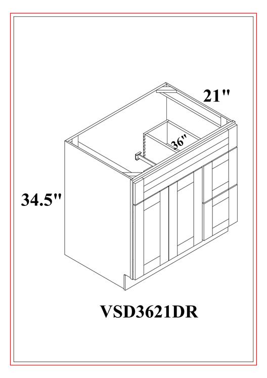 Vanity Drawer Combo Drawer Right – Shaker Blue