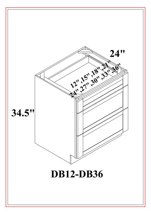 Drawer Bases- 3 Drawers – Shaker White